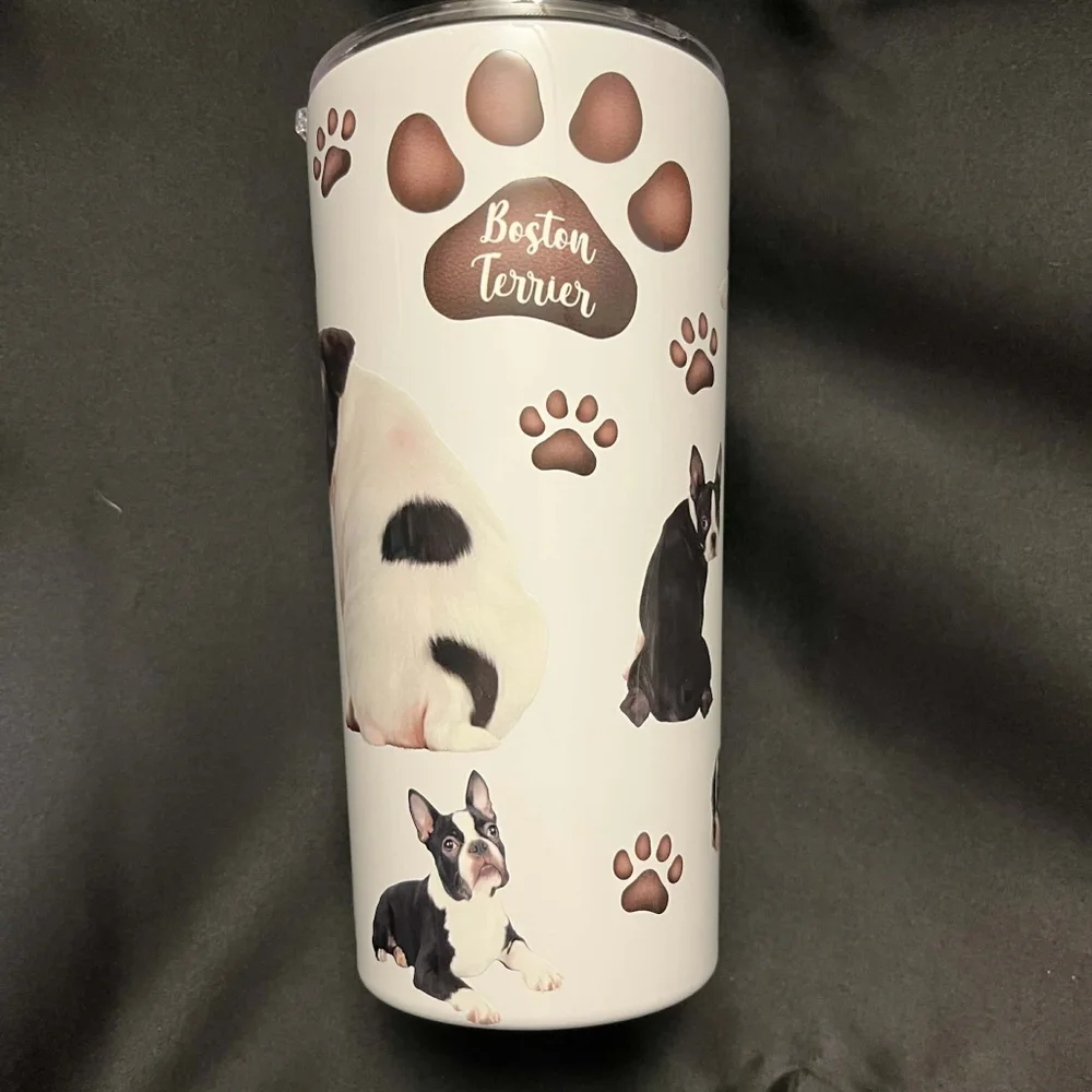Greenline Goods Boston Terrier Dishwasher Safe Insulated Tumbler With Lid 20 oz